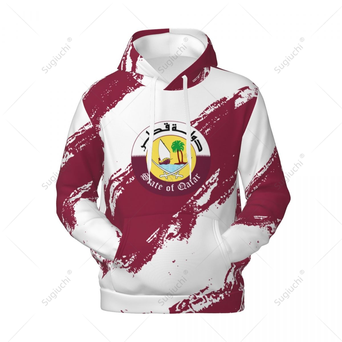 3D Printing Qatar - Hoodie Warna Bendera Qatar Uniseks 3D