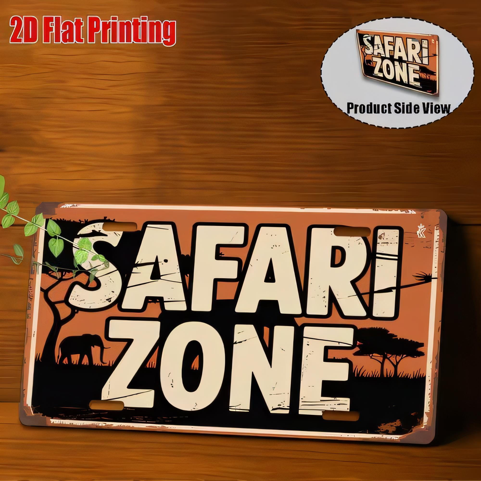 3D Printing Zone - Papan Logam Tin Sign Safari Zone